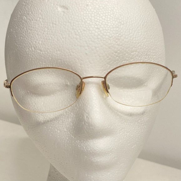 Jessica McClintock JMC 188 Eyeglasses Frame Gold Tone Wire Half Rim Monogram - Picture 1 of 10
